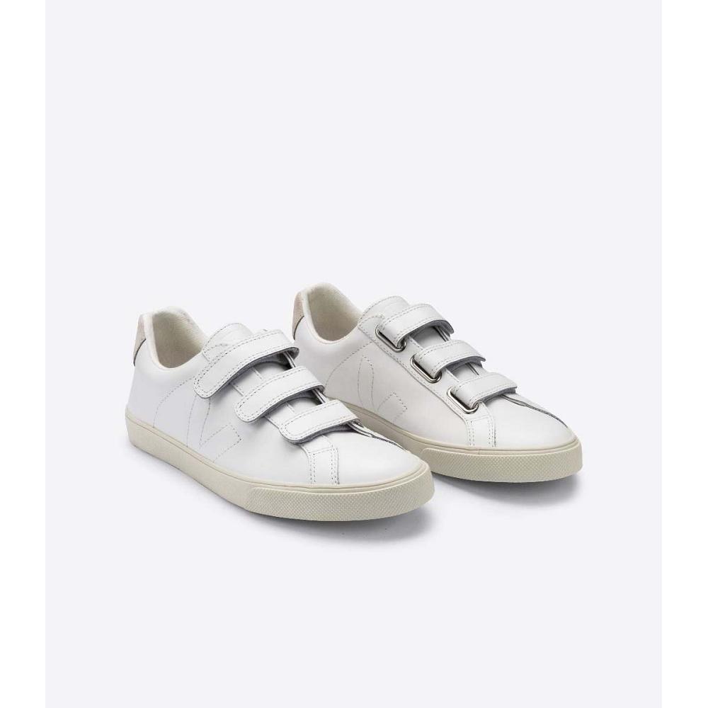 White Men's Veja 3-LOCK LEATHER Sneakers | AU 303CTV